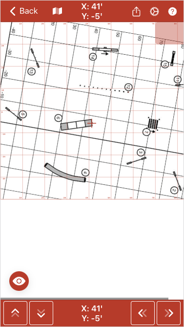 screenshot of a course map rotated and shifted with the cursor showing the location.