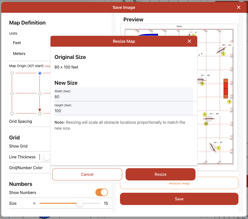 screenshot of a course map rotated and shifted with the cursor showing the location.